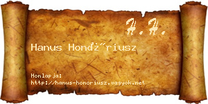 Hanus Honóriusz névjegykártya